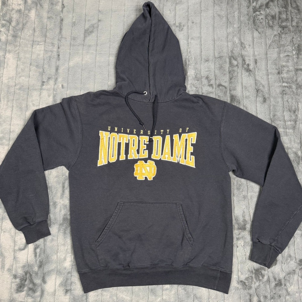 Champion Eco University of Notre Dame Hoodie Mens Medium Navy Blue Sweatshirt